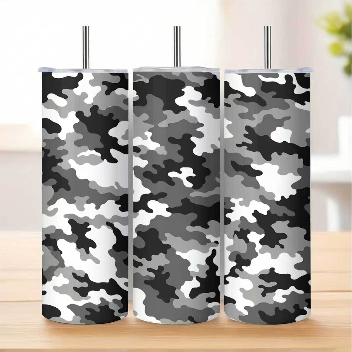 1pc 20Oz Gray Black White Camo - đánh giá và giá Tumbler 20Oz White