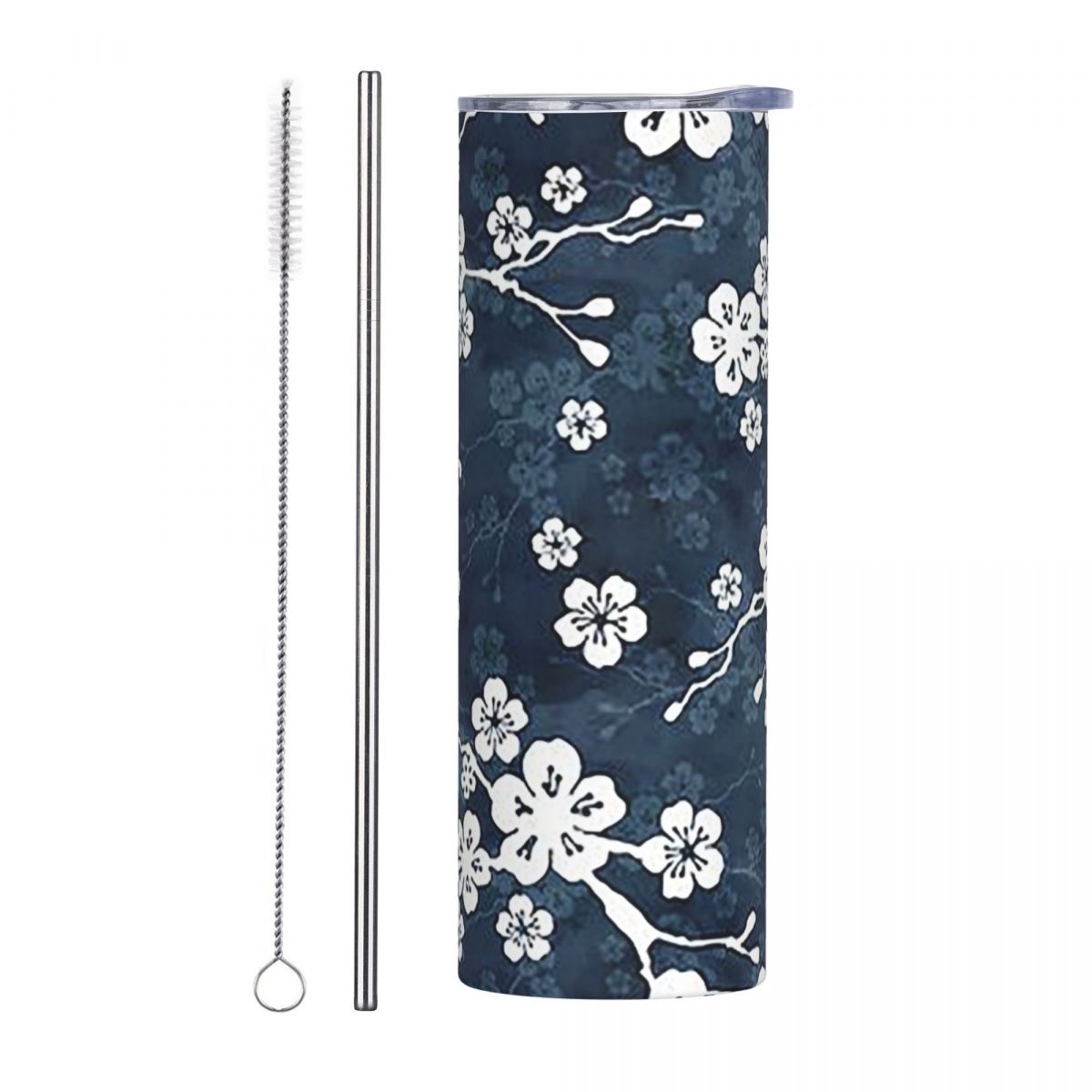 Navy And White Cherry Blossom  - đánh giá và giá Tumbler 20Oz White